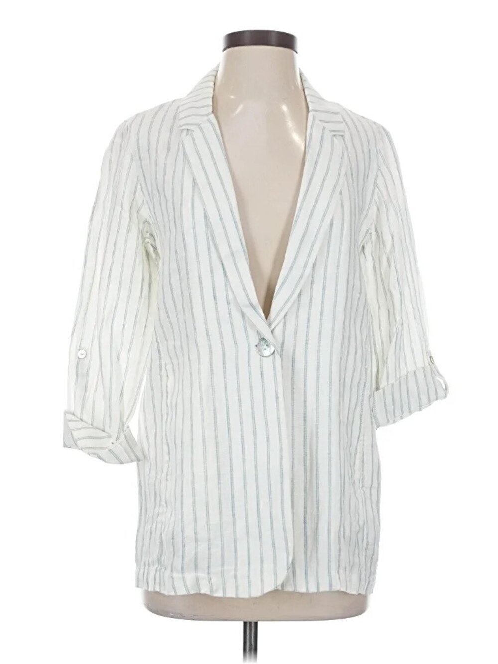 C&C CALIFORNIA 100% linen 1 button jacket with roll up sleeve (M)